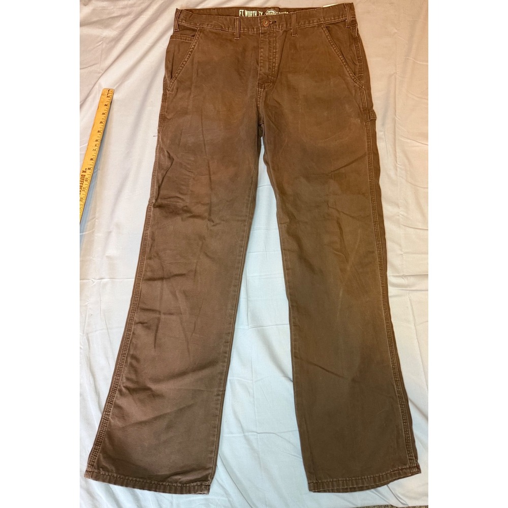 Dickies Carpenter Pants Mens 34x32 Brown Duck Canvas Utility Trousers